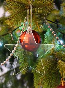 5 件星形空白透明亚克力吊坠圣诞树饰品 DIY 节日装饰，无需悬挂绳 - 为您的圣诞树增添一些氛围！ - 白色 - 查看 9