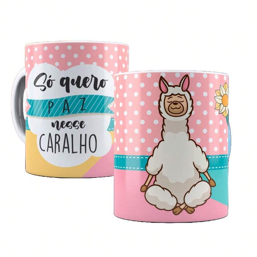 Angry Llama Mug I Just Want Peace In This Crl 325 Ml Porcelain - Nhiều màu - Xem 1