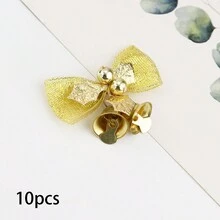 10 件可爱蝴蝶结小铃铛圣诞装饰，优雅的金色铃铛圣诞树装饰，适合办公室、花园、节日派对“圣诞快乐”装饰 - 彩色 - 查看 7