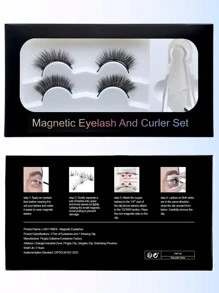 2 Pairs Reusable Magnetic Lashes With Magnets Tweezer No Glue Needed Magnetic Eyelash 3-Step Press On False Eyelash