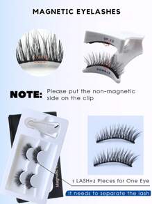2 Pairs Reusable Magnetic Lashes With Magnets Tweezer No Glue Needed Magnetic Eyelash 3-Step Press On False Eyelash