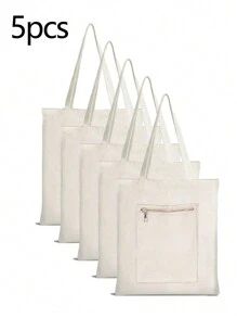 2/5/10pcs Sublimation Tote Bags Blank Canvas Tote Bags For Decoration And DIY Handmade Grocery Bags,Simple And Elegant, Travel Simple Storage Bag, Solid Color Large Capacity Travel Bag: The Perfect Match For Outdoor Beauties!It Is The Best Gift For Family And Friends. This Big Bag Is Suitable For Students, Returning To School, And Teachers. It Is A Portable Leisure Storage Handbag With A Novel Design And Making It An Ideal Shopping Bag. Suitable For Both Men And Women, Couples, Daily Use, Dating, Birthdays, Holidays,Summer, Vacation, Beach, Travel, Commuting, Business,Picnics, Camping, Supermarkets, Daily Storage(No Pattern) - White - View 13