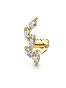 1Pc Asymmetrische Zirkonia Hanger 925 Sterling Zilveren Mini Oorbel Voor Vrouwen Zoete Stijl Geperforeerde Ketting Met Stud Oorbel Geschikt Voor Bruiloft Bruidssieraden
