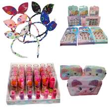 Children's Makeup Kit: Toiletry Bag + Lip Gloss + Eyeshadow Brush + Glitter + Lipstick - 彩色 - 查看 9