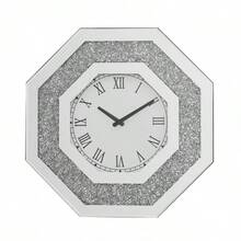 Octagonal Mirror Wall Clocks And Artificial Gemstone Wall Clocks - Silver - View 2