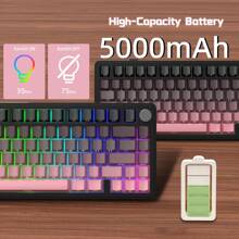 Attack Shark X85 Mechanical Seal Keyboard,75% Wireless Gaming Keyboard With Button,5-Layer Padding,2.4G Wireless/Bluetooth/USB-C,Hot-Swap Linear Switch,RGB,For PC - Purple - View 8