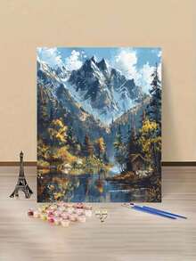 高山小屋 1 套 DIY 数字油画套件，精心制作的油画，表达您的个性化，装饰您的空间，40*50 厘米