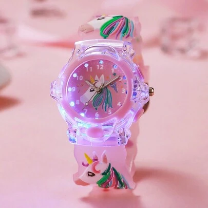 1 Đồng hồ thạch anh silicon phát sáng hình kỳ lân 3D dễ thương, thích hợp cho trường học, quà tặng sinh nhật, quà tặng Halloween, khuyến mãi cuối năm, Ngày độc thân (Không có hộp)