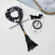 2pcs/Set Style Imitation Natural Stone Bracelet, Tasbih Prayer Beads And Transparent Outdoor Compass, Youth Sports Series - Cracked Bracelet - View 5