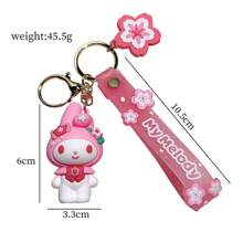 Sanrio Porte-clés figurine Kawaii Anime Fleurs de cerisier Sakura mignon pour fille. Accessoire pour Noël, voiture, sac à dos d'école, cadeau