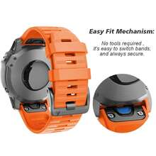 شريط ساعة سيليكون برتقالي بسيط قطعة واحدة متوافق مع Garmin Fenix 7 7X 5X 3 3HR GPS، Tactix Delta 7 Pro، D2 Bravo Charlie، Quatix 3، Descent MK1 MK2 MK2i، Enduro 2، إصدار سريع 26مم، إبزيم سميك، إكسسوارات ساعة ذكية - لون برتقالي - مشاهدة 3