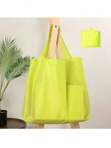 1pc Reusable Solid Color Shopping Bag, Large Capacity Foldable Tote Bag, Portable Handheld Waterproof Storage Bag, Grocery Bag, Essential For Shopping And Travel (Random Color For Bag Mouth) - Multicolor - View 21