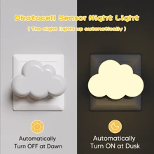 BABYLIYA Veilleuse en forme de nuage en ABS avec capteur photocellulaire et LED qui s'allume dans le noir, pour la chambre, le couloir, le corridor, la salle de bain, éclairage auxiliaire de nuit