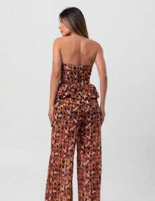 Macacão chiffon jacquard vermelho labrava - Laranja - Visão 2