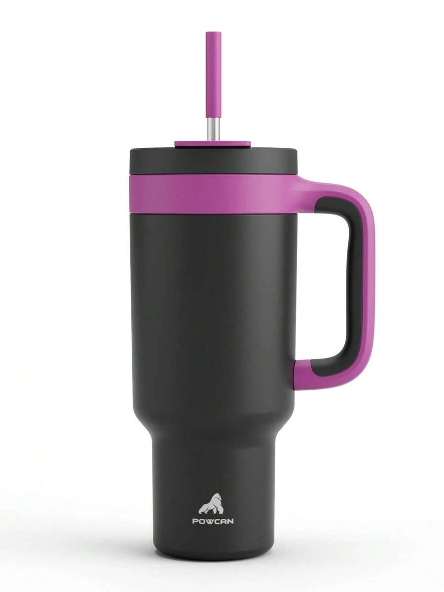 Cốc 40 Oz có quai, ống hút và nắp uống 2 trong 1, chống rò rỉ, có thể rửa bằng máy rửa chén, cốc cà phê du lịch bằng thép không gỉ cách nhiệt, giữ lạnh trong 34 giờ, vừa với giá để cốc trên ô tô (Berry)