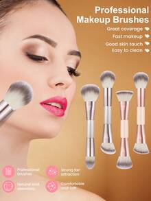 4PCS Double Ended Makeup Brush Sets Premium Synthetic Hair Eyeshadow Blending Brush Sets Cosmetics Tools - Multicolor - View 6