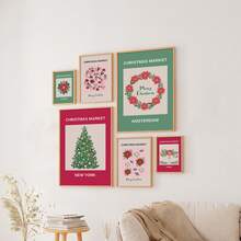 1 件圣诞市场印刷品帆布画圣诞壁画，花卉市场圣诞壁画圣诞装饰品圣诞节节日装饰，无框 - 彩色 - 查看 2