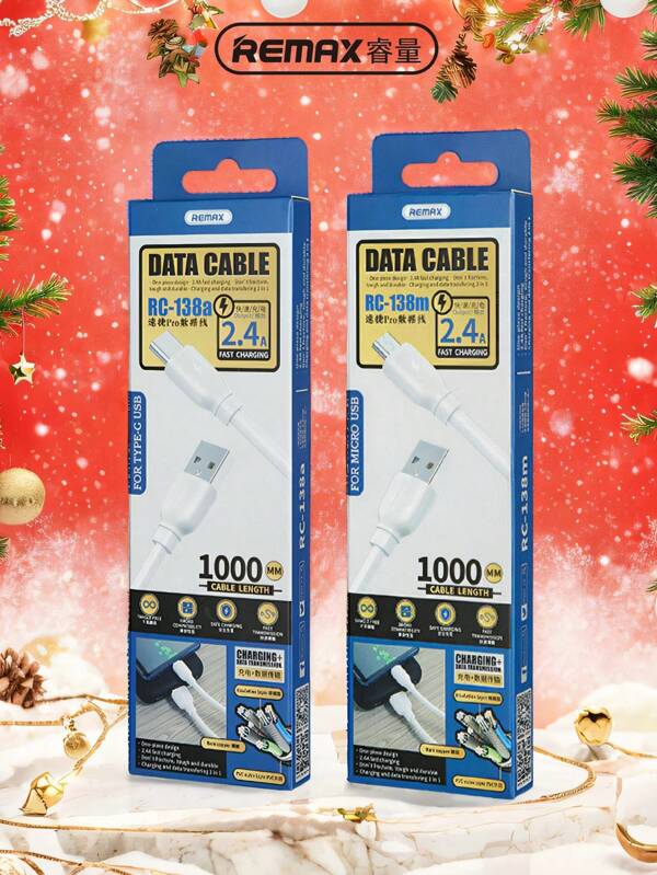 REMAX REMAX Suji Series Data Line RC-138,Charging Line,Data Line , Fast Charging Suitable Cable Data Cable, Charging Cable Compatible With Samsung, Phones ,TECNO, Infinix, Itel Mobile Phones, Headphones, Tablets, Gaming Consoles, Small Home Appliances,Smart Devices ,Small Fan,Desk Lamp,Power Bank