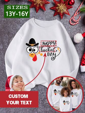 סווטשירט הודו לחג ההודיה מותאם אישית, נערת נוער מותאמת אישית טקסט סווטשירט חג ההודיה, חולצה לבנה, סווטשירט סתיו, שרוול ארוך, בגדי חורף, תלבושות פסטיבל רייב, המתנה הטובה ביותר, לחג המולד