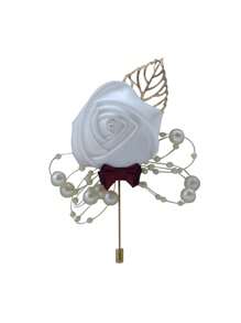 Corsage de boda floral de seda rosa, botonadura para el novio, pasador de ojal, botonadura para bodas, planificador de bodas, flor corsage de boda, flor de graduación (el número de cuentas es aleatorio) Mejores regalos, decoración de boda, decoración del hogar, decoración de la habitación, recuerdos de fiesta, novia, cumpleaños de graduación, decoraciones de fiesta - Blanco - Ver 21