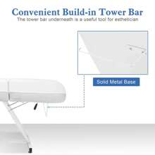 Bàn massage spa 3 phần với ghế thủy lực, ghế xăm điều chỉnh được 73 inch, giường nối mi thẩm mỹ có tựa đầu tháo rời, ghế salon, giường chăm sóc da mặt cho thợ làm tóc, thiết bị massage, giường nối mi, giường massage, thiết bị salon, giường làm đẹp, nội thất salon, bàn nối mi - trắng - Xem 3