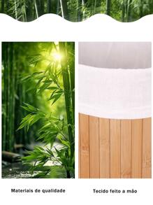 Natural Bamboo Dirty Clothes Storage Frame, Linen Lining With Lid, Portable - Rectangular + Round Four-piece Set - View 9