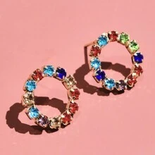 1對時尚鑲鑽心形和淚滴形耳環,適合女性和學生