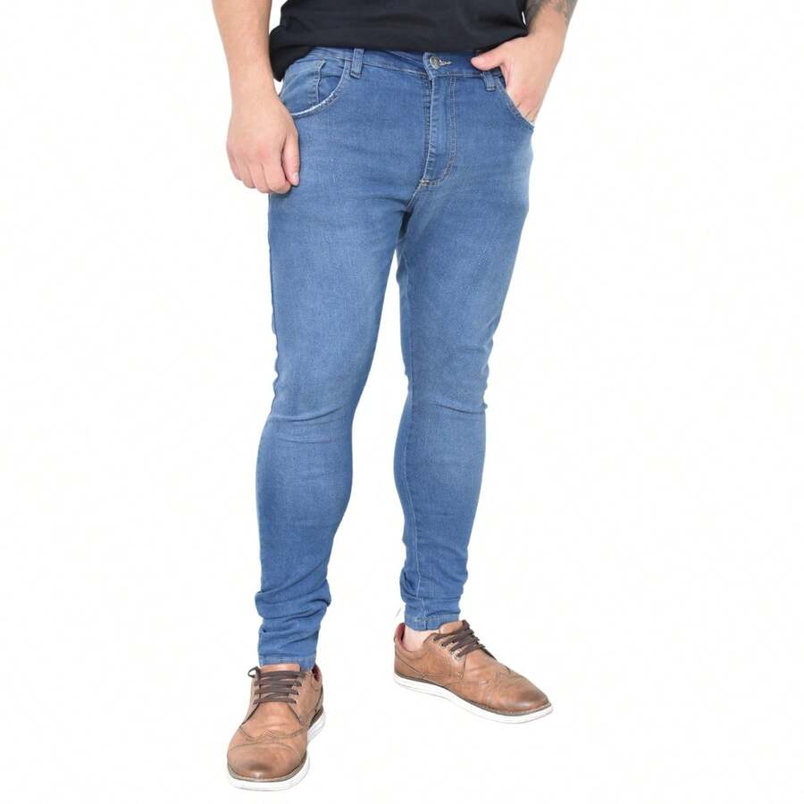 Men's Skinny Premium Basic Comfort Jeans - Màu xanh hải quân - Xem 1