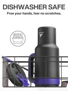 40 盎司带手柄玻璃杯，二合一吸管和吸管盖，防漏，可用洗碗机清洗，隔热不锈钢旅行咖啡杯，保冷 34 小时，可放入汽车杯架（Iris） - 黑紫 - 查看 6