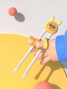 1 đôi đũa tập ăn cho trẻ em, thiết kế hoạt hình dễ thương, đũa tập ăn có vòng cố định, đũa trẻ mới biết đi có thể tái sử dụng để sử dụng hàng ngày - Nhiều màu - Xem 2