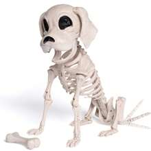 SYNCFUN Posable Halloween Dog Skeleton Full Body Posable Joints Skeleton Puppy For Halloween Decoration, Graveyard Party Deco (9.8" X 4.7" X 12.6")