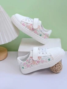 Giày thể thao màu trắng cho bé gái mùa thu mới, giày da mũi tròn đế bằng chống thấm nước họa tiết hoạt hình, giày thể thao cho học sinh, giày công chúa thường ngày có móc và vòng thời trang, giảm xóc nhẹ - trắng - Xem 2