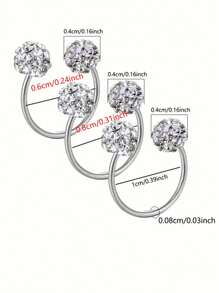 1/3对满钻超闪钛钢耳钉细针双头螺丝钉耳钉睡眠免打孔高感耳环 - 彩色 - 查看 4