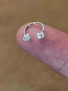 1/3对满钻超闪钛钢耳钉细针双头螺丝钉耳钉睡眠免打孔高感耳环 - 彩色 - 查看 6