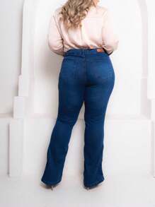 Plus Size Flare Jeans - Rửa trung bình - Xem 2