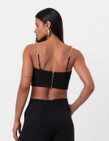 Black Labrava Cropped Blouse With Steps - 黑色 - 查看 2