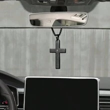 Pendant Cross For Car Rear View Mirror Necklace Cross For Men Women Charm Car Mirror Hanging Accessories Ornament Stainless Steel Lord's Prayer Cross Necklace With Bible Verse