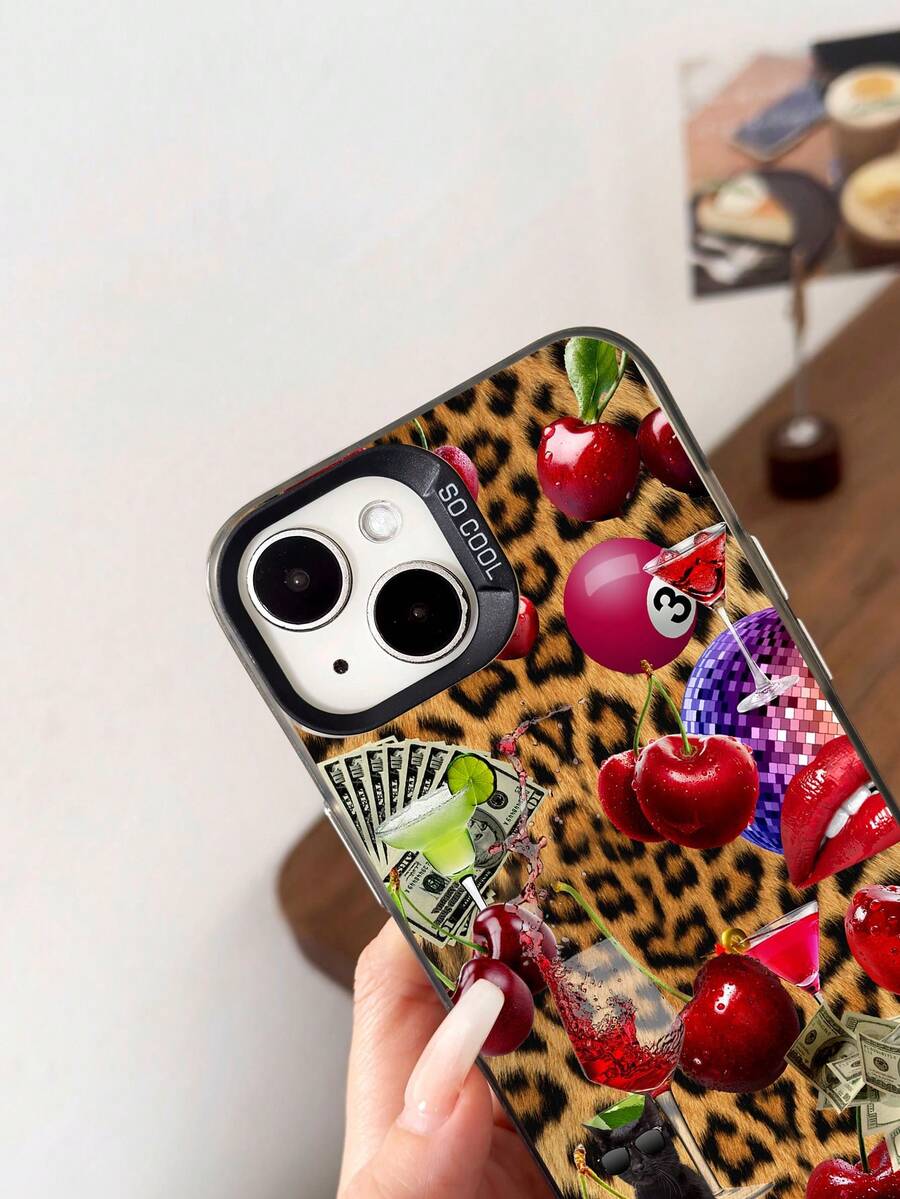 1pc Cheetah & Cherries Wine Glass, Red Lips, Black Cat Holographic Full