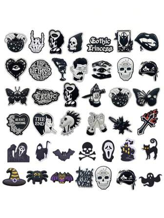 36pcs Halloween Themed Shoe Clips, DIY Shoe Decorations For Clogs, Slides, Sandals, Suitable For Kids, Girls, Boys, Party Favors, Halloween