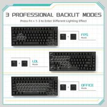 ATTACK SHARK*Ajazz AK820 Mechanical Gaming Keyboard With Knob 75% Keyboard Hot Swappable Type-C Wired Gasket 5-Layer Noise Absorbing Foam Ice Blue Backlit NKRO Linear Blue Switch For PC/Win - Black - View 7