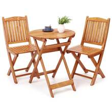 3 Pieces Outdoor Patio Bistro Set,Outdoor Folding Table And Chairs,Patio Furniture Sets With Folding Patio Round Table And Chairs,Bistro Table And Chairs Set For Garden,Backyard,Balcony,Porch