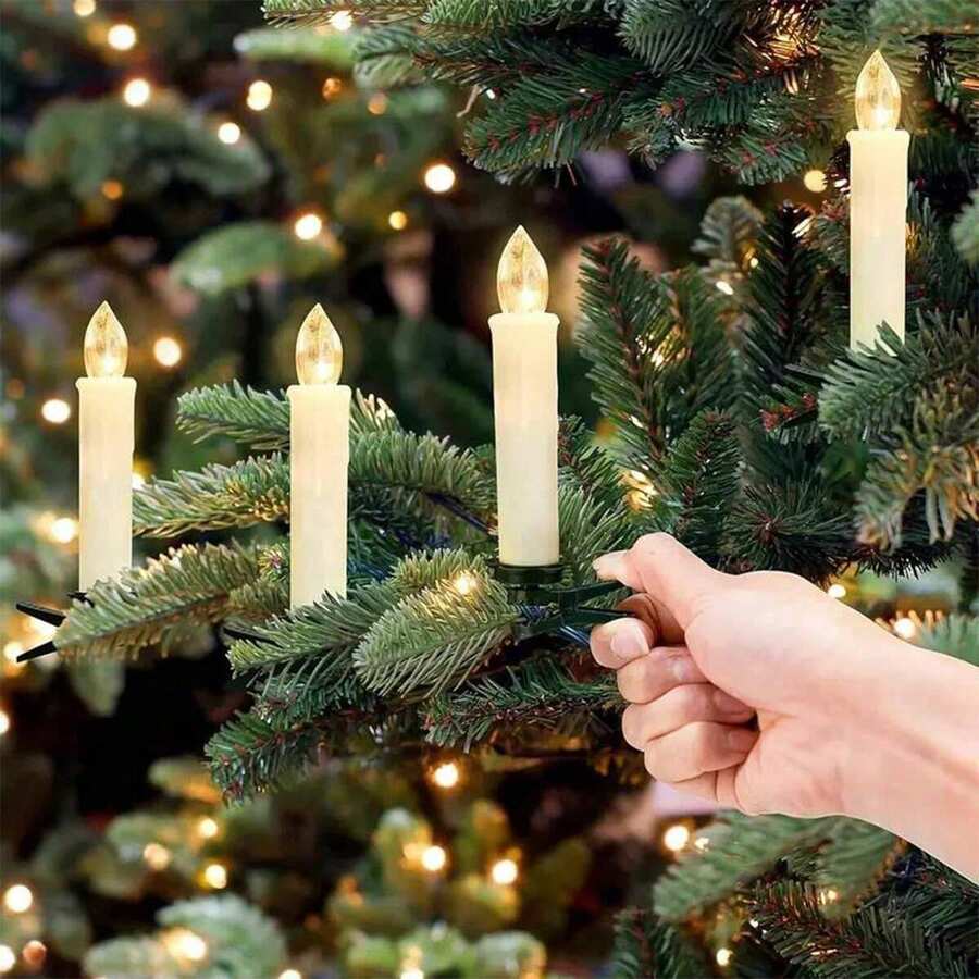 1pc Battery Operated LED Candle Light String With Clips, Suitable For Christmas Tree & Holiday Decor,Room Decor Christmas Decor Christmas Light Bedroom Decor Home Decor Party Decor Holiday Festivalchristmas Gift Thanksgiving Christmas Tree Decor Ornaments