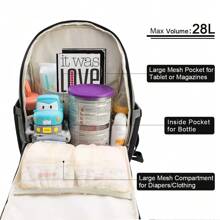 Baby Changing Bag Diaper Nappy Rucksack Backpack With Insulated Pockets Multi-Function Water Resistant Travel For Mom And Dad, School Backpack - Black - View 6