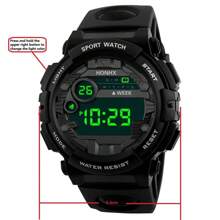 Honhx 1 Pieza Reloj Deportivo Para Niños Con Correa De Goma Y Esfera Digital Redonda. Adecuado Para La Vida Diaria, Ideal Como Regalo Para Parejas/festival - Rojo - Ver 6