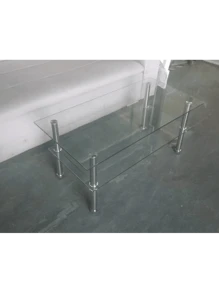 Clear Clear Glass Coffee Table, Tempered Glass Coffee Table For Living Room,Fiah