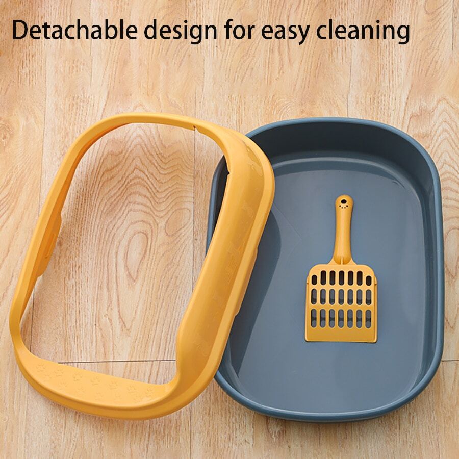 1pc Plastic Pet Cat Litter Box, Small Enclosed Cat Litter Tray, Pet
