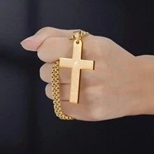 Pendant Cross For Car Rear View Mirror Necklace Cross For Men Women Charm Car Mirror Hanging Accessories Ornament Stainless Steel Lord's Prayer Cross Necklace With Bible Verse