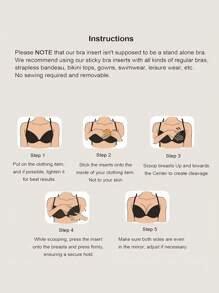 2入組游泳衣自粘無痕胸墊，加厚比基尼胸墊插片內置胸墊，女性內衣襯墊配件 - 彩色 - 查看 7