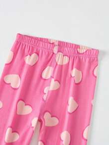 4 双年轻女孩轻质印花打底裤，可爱的心形/嘴唇图案，可内穿或外穿 - 彩色 - 查看 7