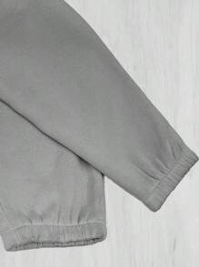 Pantalones deportivos casuales básicos con cordón en la cintura y puños para hombre, para correr al aire libre en primavera y otoño - Gris Claro - Ver 4